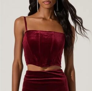 ASTR The Label‎ Velvet Corset Crop Top